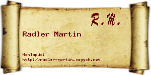 Radler Martin névjegykártya